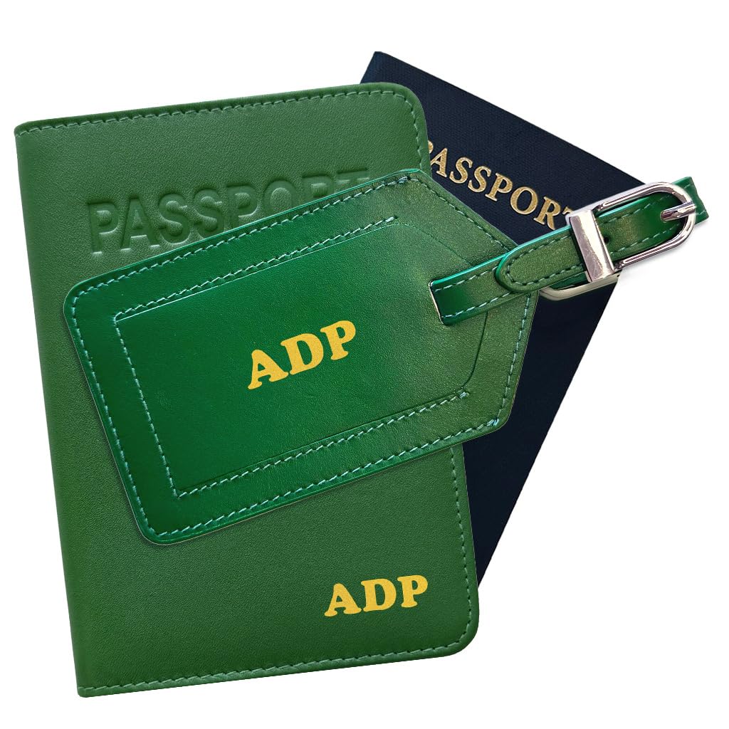 Personalized Monogrammed Bright Pink Leather RFID Passport Cover Holder and Luggage Tag