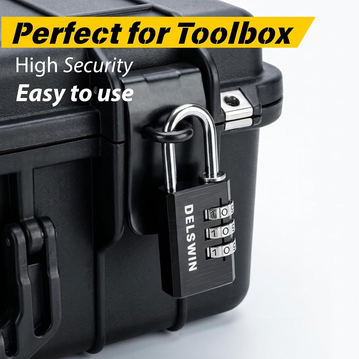 DELSWIN 3-Digit Aluminum Combination Padlock, Small Resettable Lock