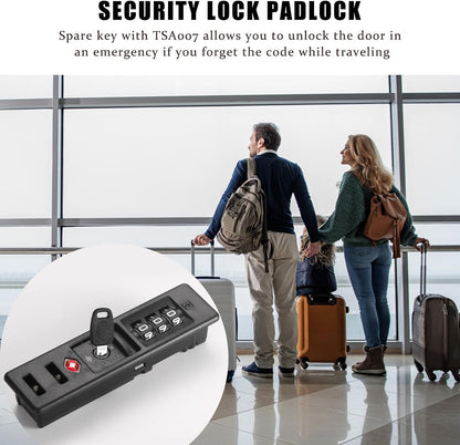 2 PCS TSA Certified Embedded T-S-A 007 Zipper Luggage Locks, Suitable for PC, ABS, PP Rigid Zipper Luggage Case Password Lock Replacement, with 2PCS Spare T-S-A 007 Key