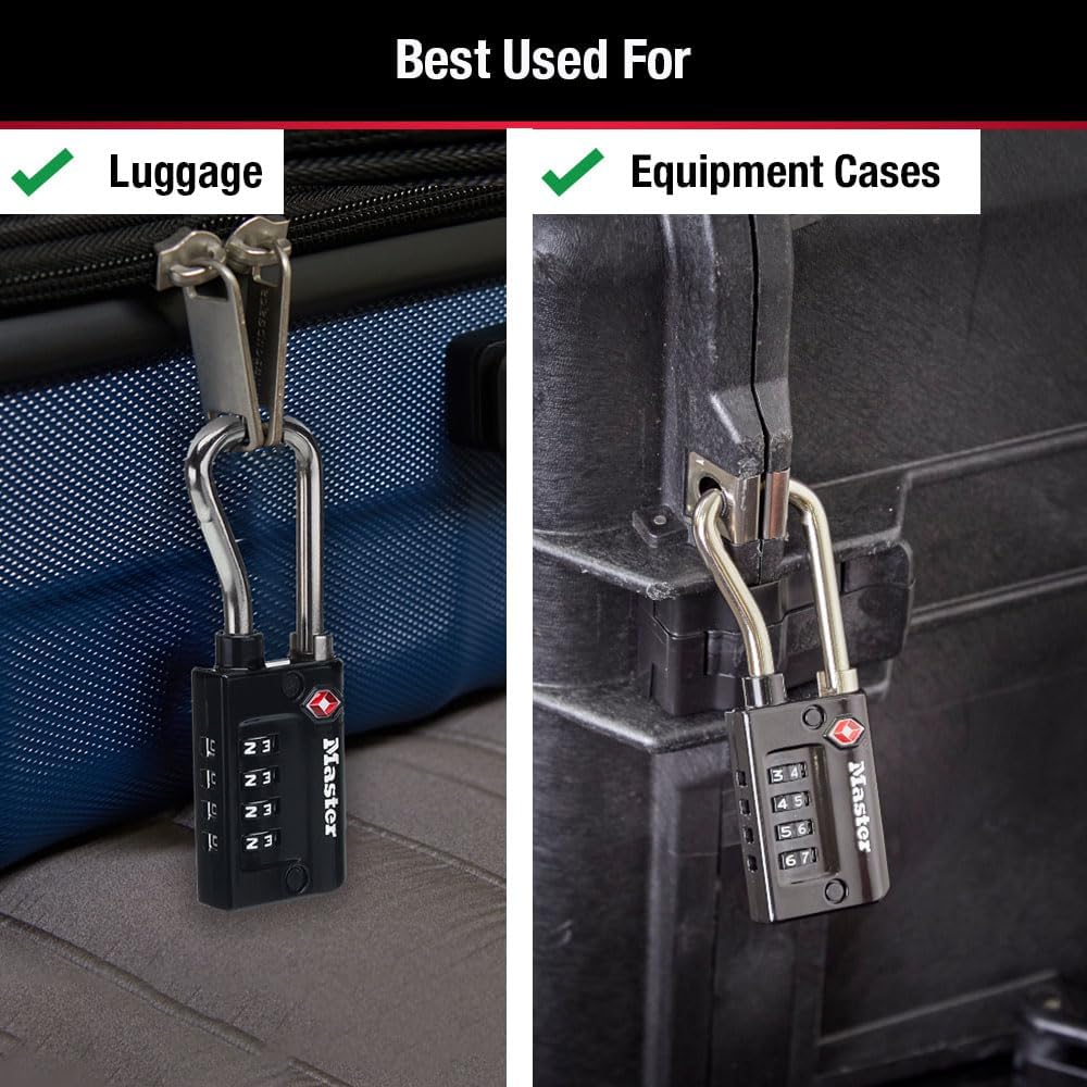 Master Lock TSA Approved Combination Luggage Lock Black 4-Pack 4696EC4