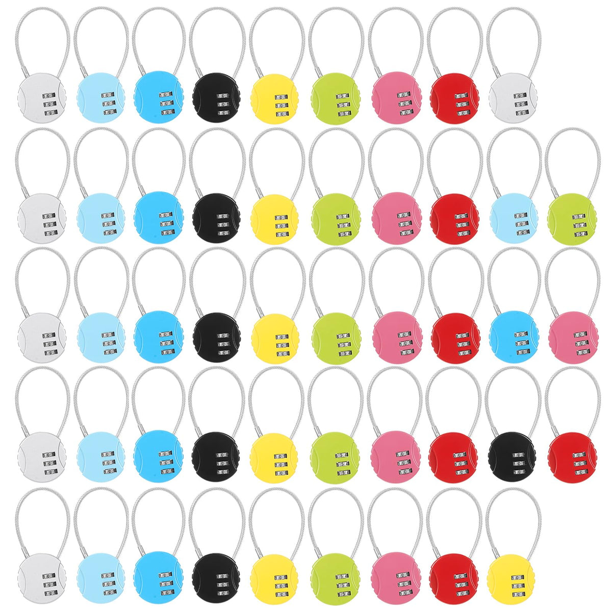Moxweyeni 8 Pack 3 Digit Combination Cable Padlock,Multi Color