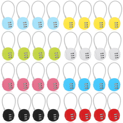 Moxweyeni 8 Pack 3 Digit Combination Cable Padlock,Multi Color
