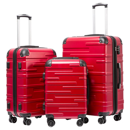 Coolife Hardside ABS Luggage, TSA Lock, Spinner Wheels, 3-Piece Set
