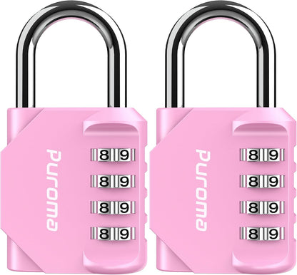 Puroma 2 Pack Combination Lock Locker 4 Digits Combo Padlock Gym Pink