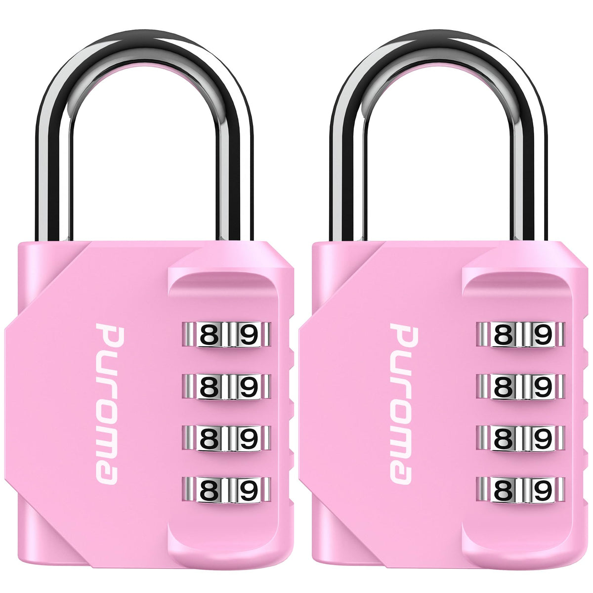 Puroma 2 Pack Combination Lock Locker 4 Digits Combo Padlock Gym Pink