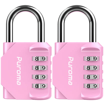 Puroma 2 Pack Combination Lock Locker 4 Digits Combo Padlock Gym Pink