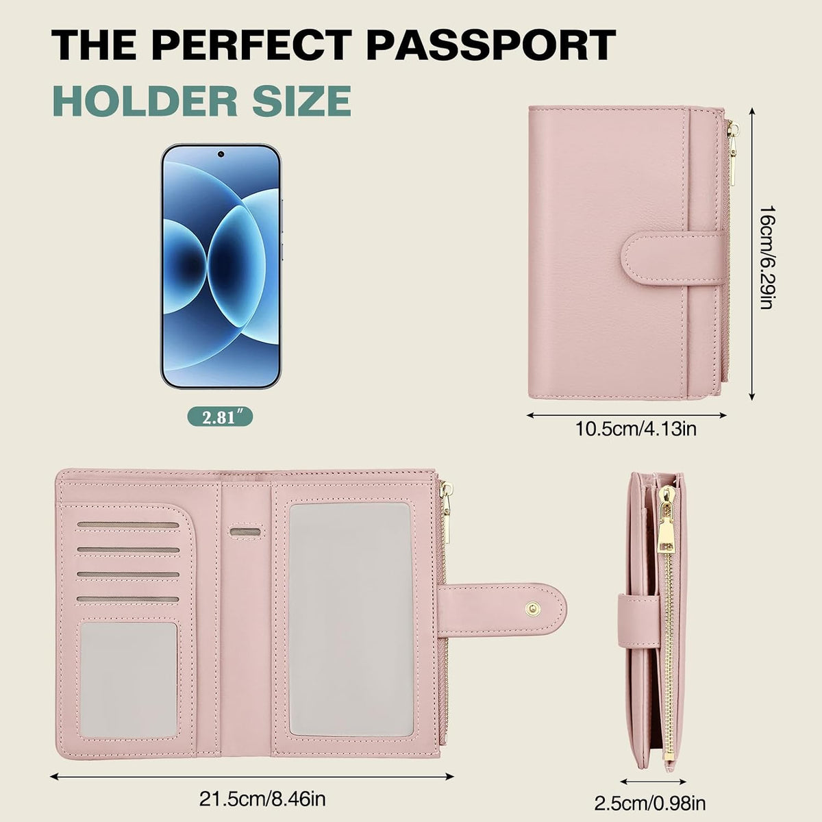 RFID Passport Holder for Travel, Leather Passport Cover Travel Wallet