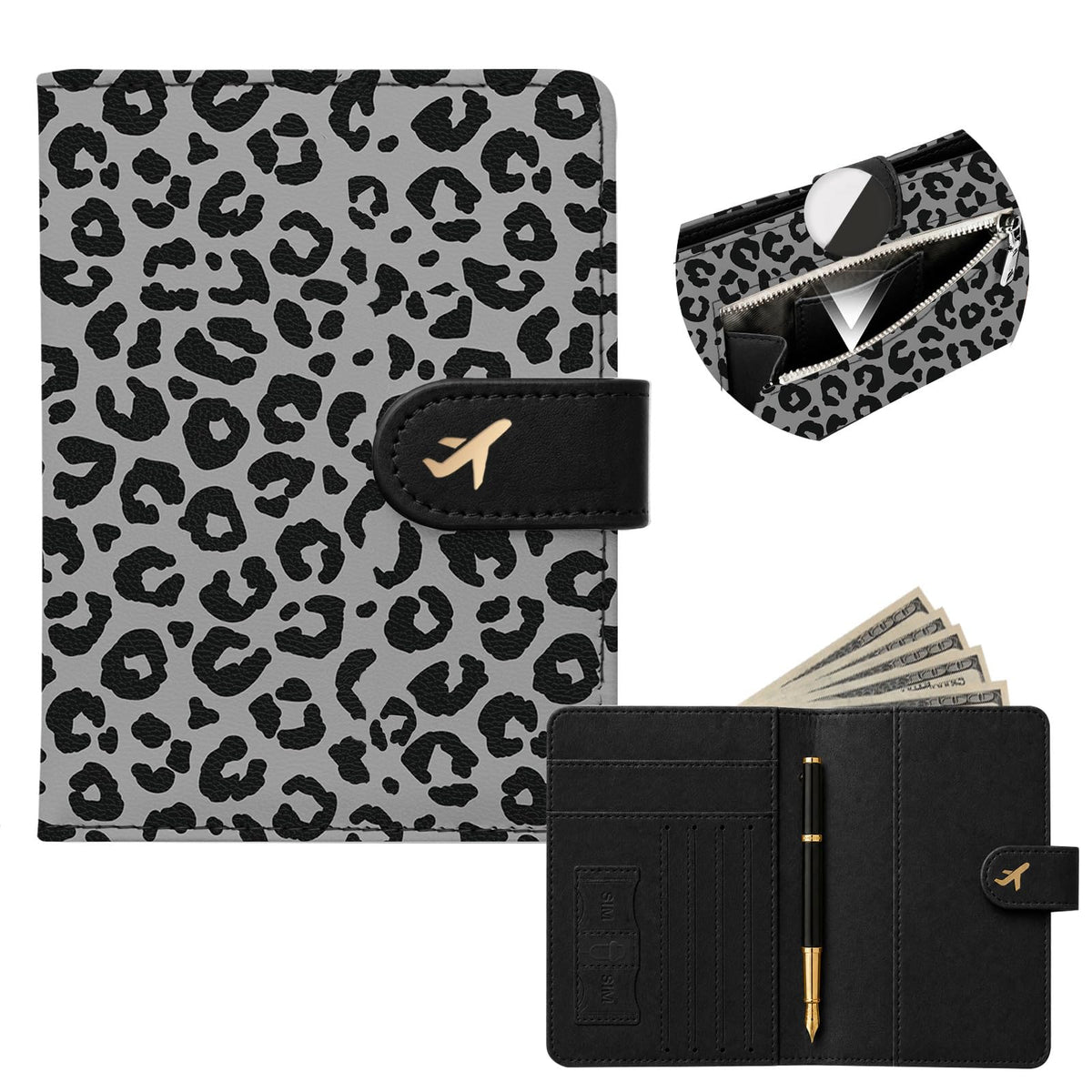 RFID Passport Holder with Tracker Slot, Leather Travel Wallet