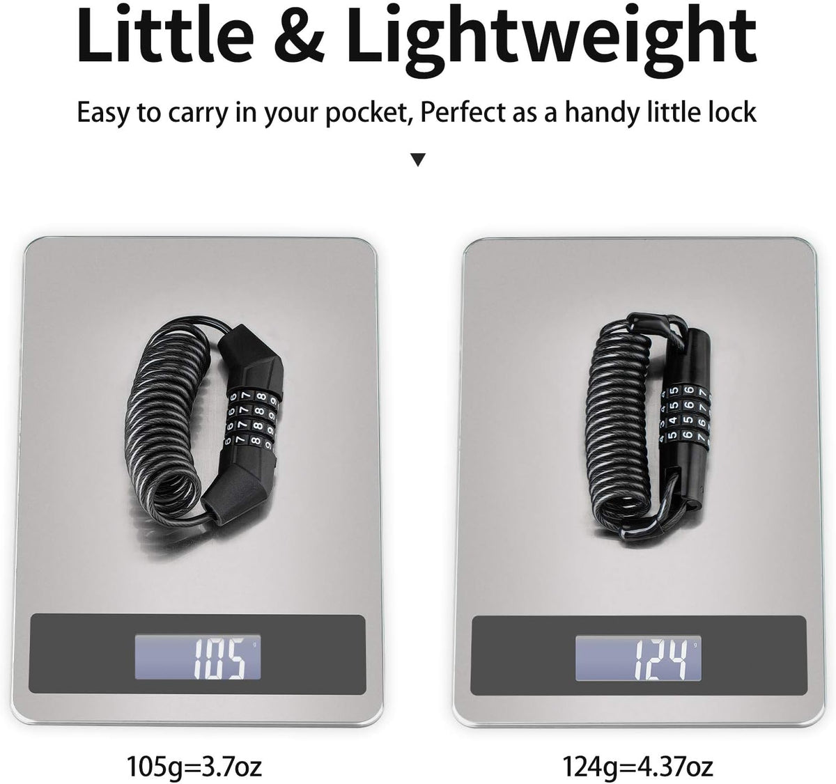 ROCKBROS Motorcycle Helmet Lock 4 Digit Lightweight Retractable 2Pcs