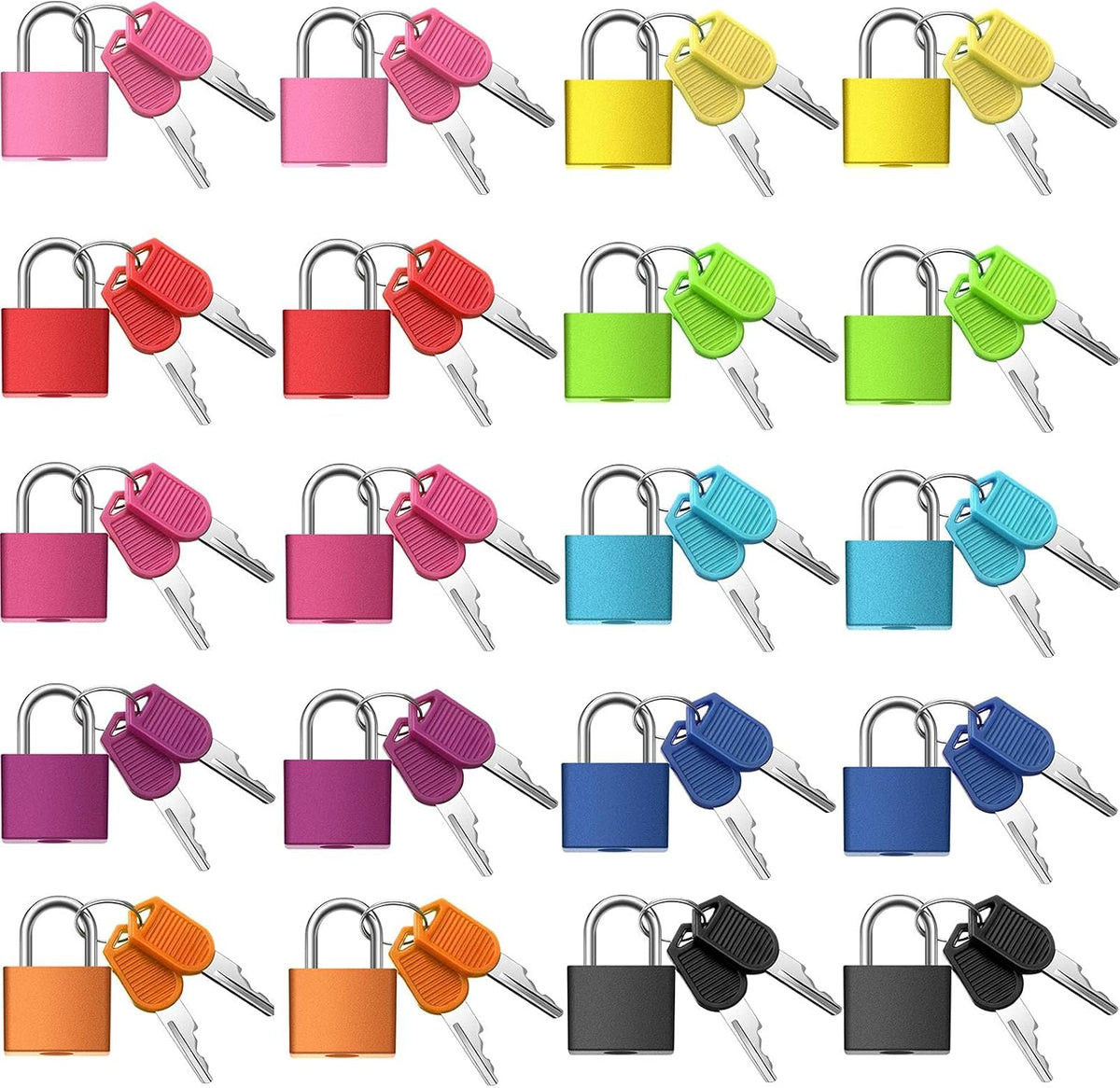 20 Pieces Mini Padlock Suitcase Locks 1.25''with Keys, Colorful