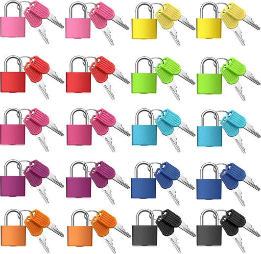20 Pieces Mini Padlock Suitcase Locks 1.25''with Keys, Colorful