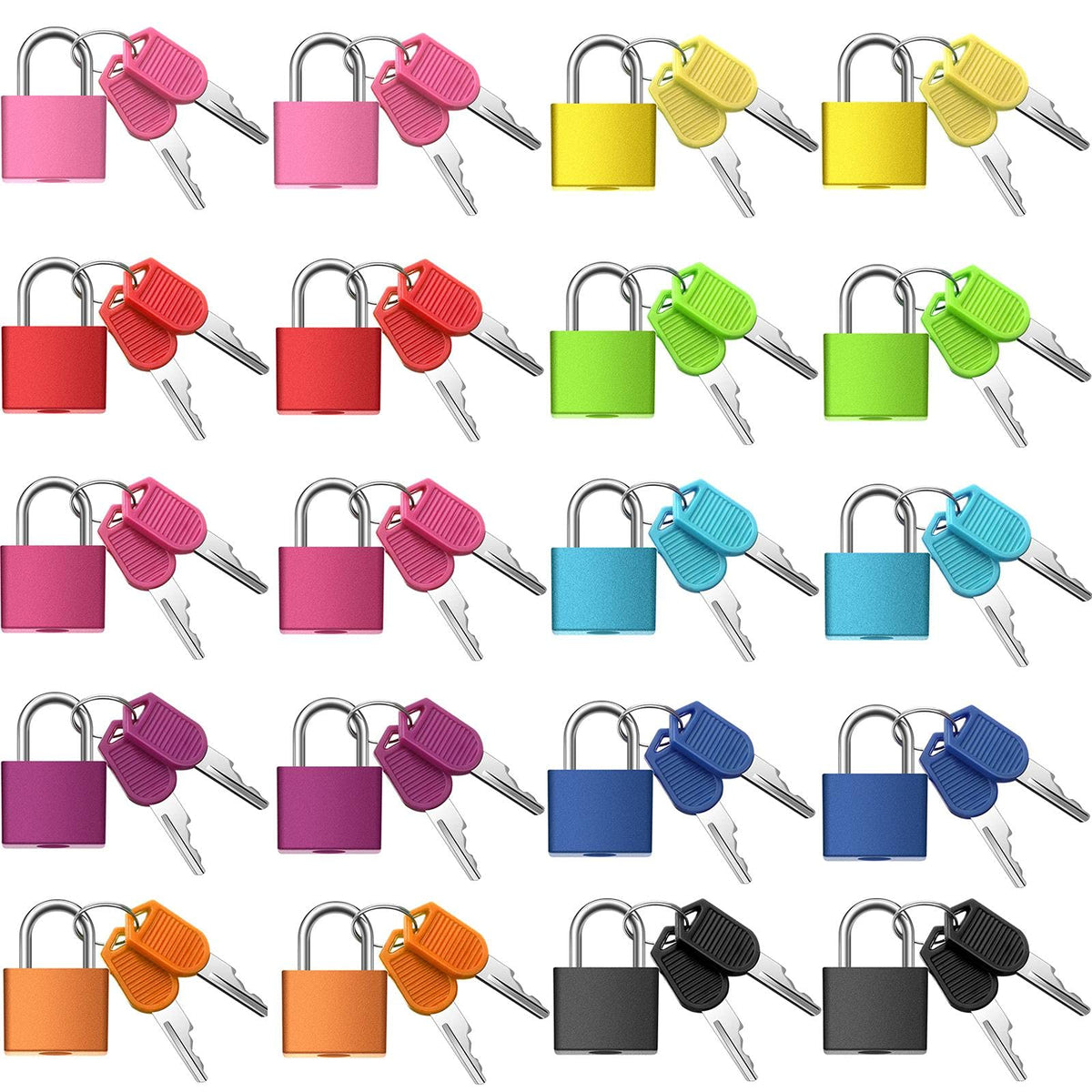 20 Pieces Mini Padlock Suitcase Locks 1.25''with Keys, Colorful