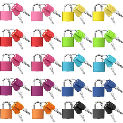 20 Pieces Mini Padlock Suitcase Locks 1.25''with Keys, Colorful
