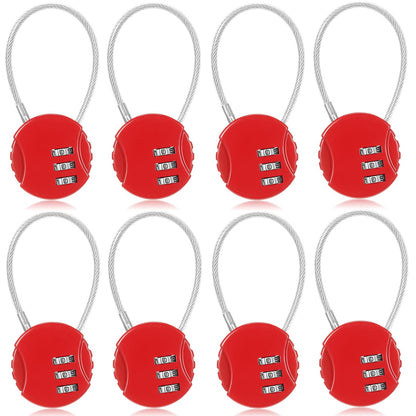 Moxweyeni 8 Pack 3 Digit Combination Cable Padlock,Multi Color
