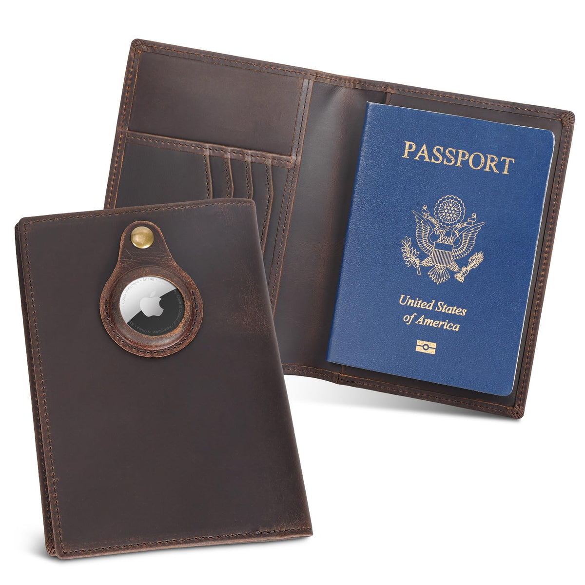 Polare Slim RFID Blocking Leather Passport Holder Travel Bifold Wallet For Men