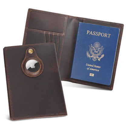 Polare Slim RFID Blocking Leather Passport Holder Travel Bifold Wallet For Men