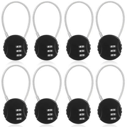 Moxweyeni 8 Pack 3 Digit Combination Cable Padlock,Multi Color