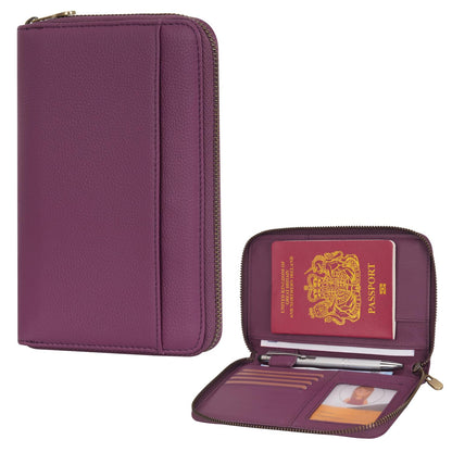 Leather Zipper Passport Wallet Holder Travel Essentials with RFID Blocking