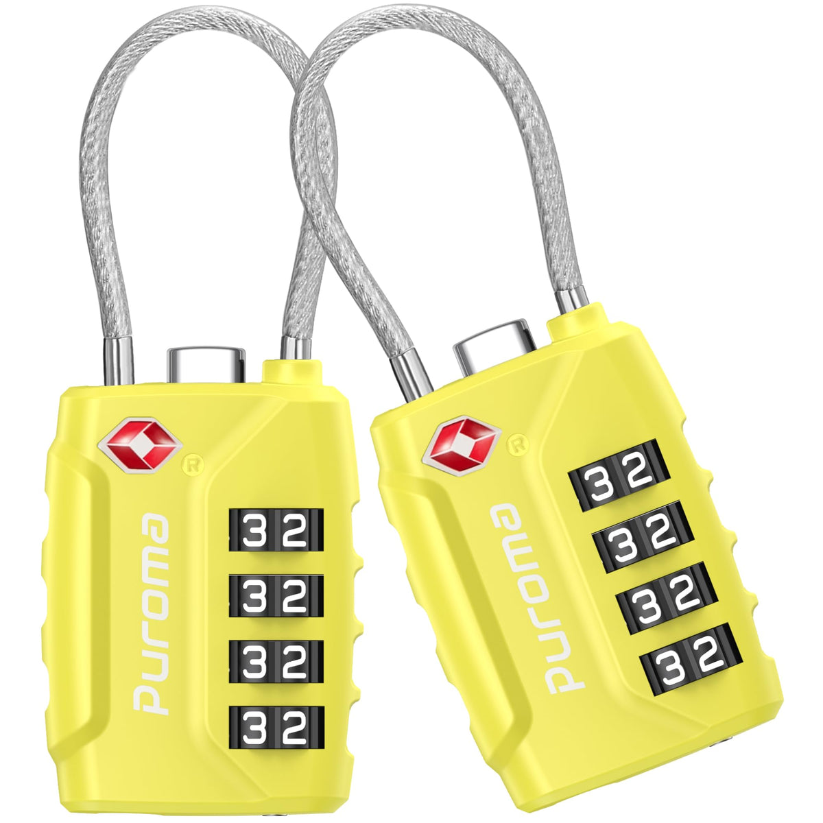 Puroma 2 TSA Approved Luggage Locks 4 Digit Code Cable Lock Blue Peacock