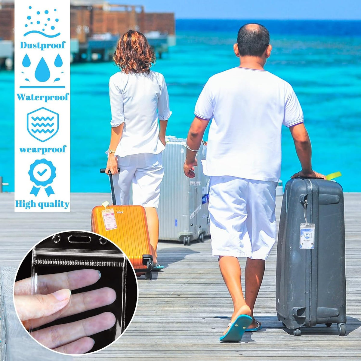 200 Pack Clear Plastic Luggage Tag Holders with Loops for ID Cards
