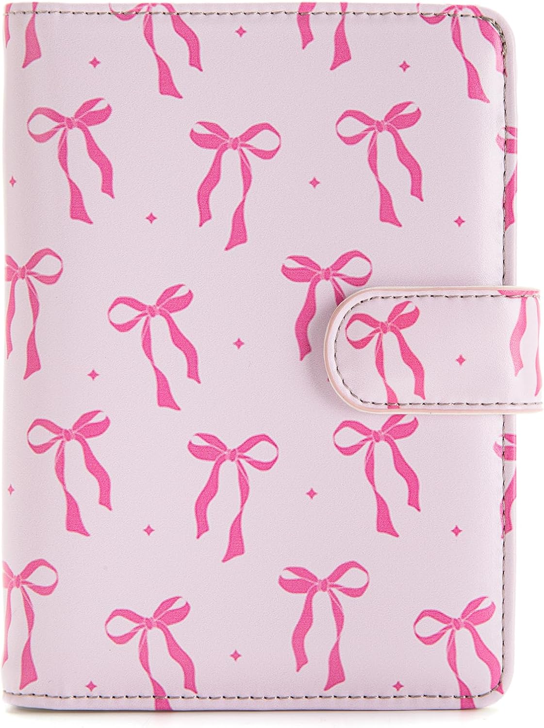 Passport Holder for Travel Essentials, RFID Blocking Passport Wallet Cover with Magnetic Closure, Passport Book Holders for Women and Men (Pink Bow)
