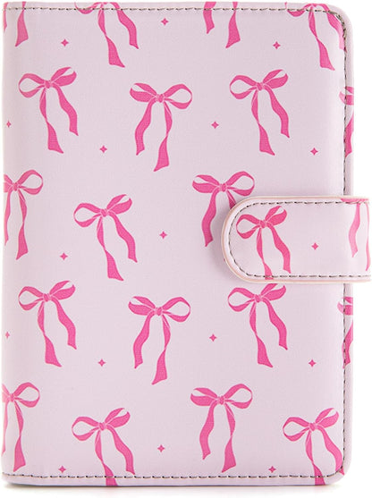 Passport Holder for Travel Essentials, RFID Blocking Passport Wallet Cover with Magnetic Closure, Passport Book Holders for Women and Men (Pink Bow)