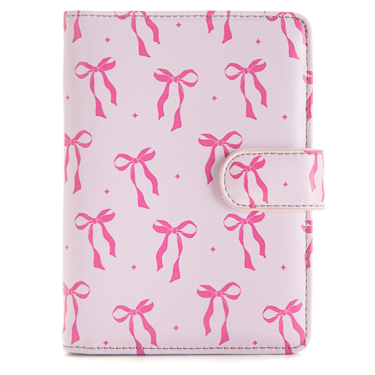 Passport Holder for Travel Essentials, RFID Blocking Passport Wallet Cover with Magnetic Closure, Passport Book Holders for Women and Men (Pink Bow)