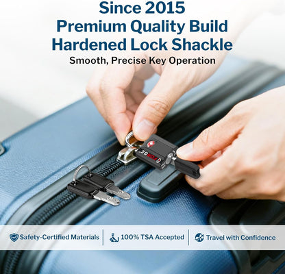 Forge OX 1'' Wide 1.8'' Tall, TSA Approved Luggage Locks: Key Locks for Travel. Ultra Secure Dimple Key Travel Locks Alloy Body. for Luggage, Backpack, Small Toolbox and More. Black 2 Pack.