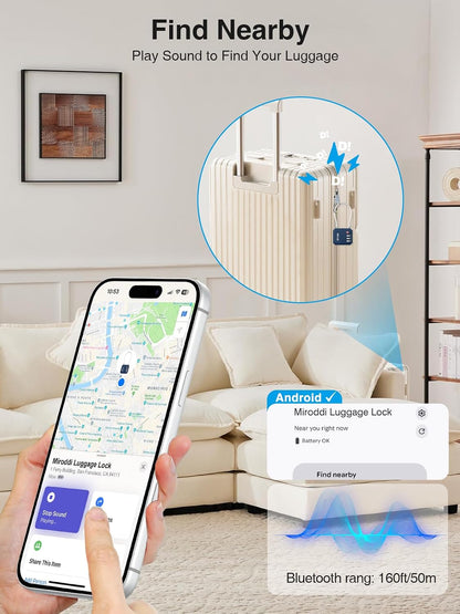 Miroddi TSA Lock for Luggage, Works with Apple Find My & Google Find Hub