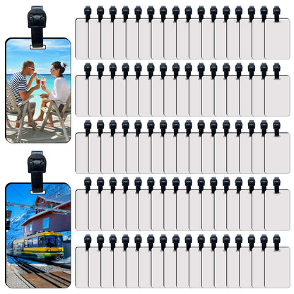 50 pcs Sublimation Luggage tag Blanks White Blank Travel Bag Tags with Strap Double Sided MDF Suitcase Label Tag with Slots Keychains Blanks Handmade DIY Crafting