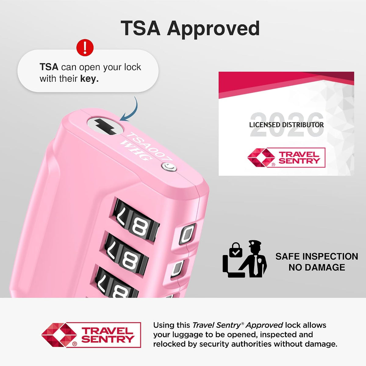 Puroma 2 Pack TSA Approved Luggage Locks 4 Digit Code Cable Lock Basic Pink