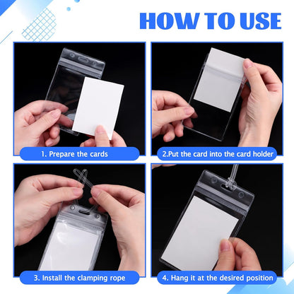 Oomcu 60 Pcs Clear Luggage Tag Holders with Straps, Cruise ID Badge Holders for Travel