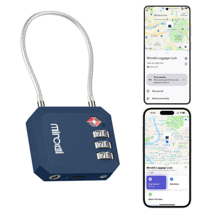 Miroddi TSA Lock for Luggage, Works with Apple Find My & Google Find Hub