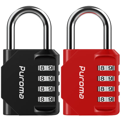 Puroma 2 Pack Combination Lock Locker 4 Digits Combo Padlock Gym Pink