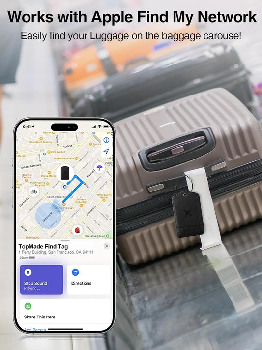 TopMade Luggage Tags, Works with Apple Find My, Smart Suitcase Tag Tracker