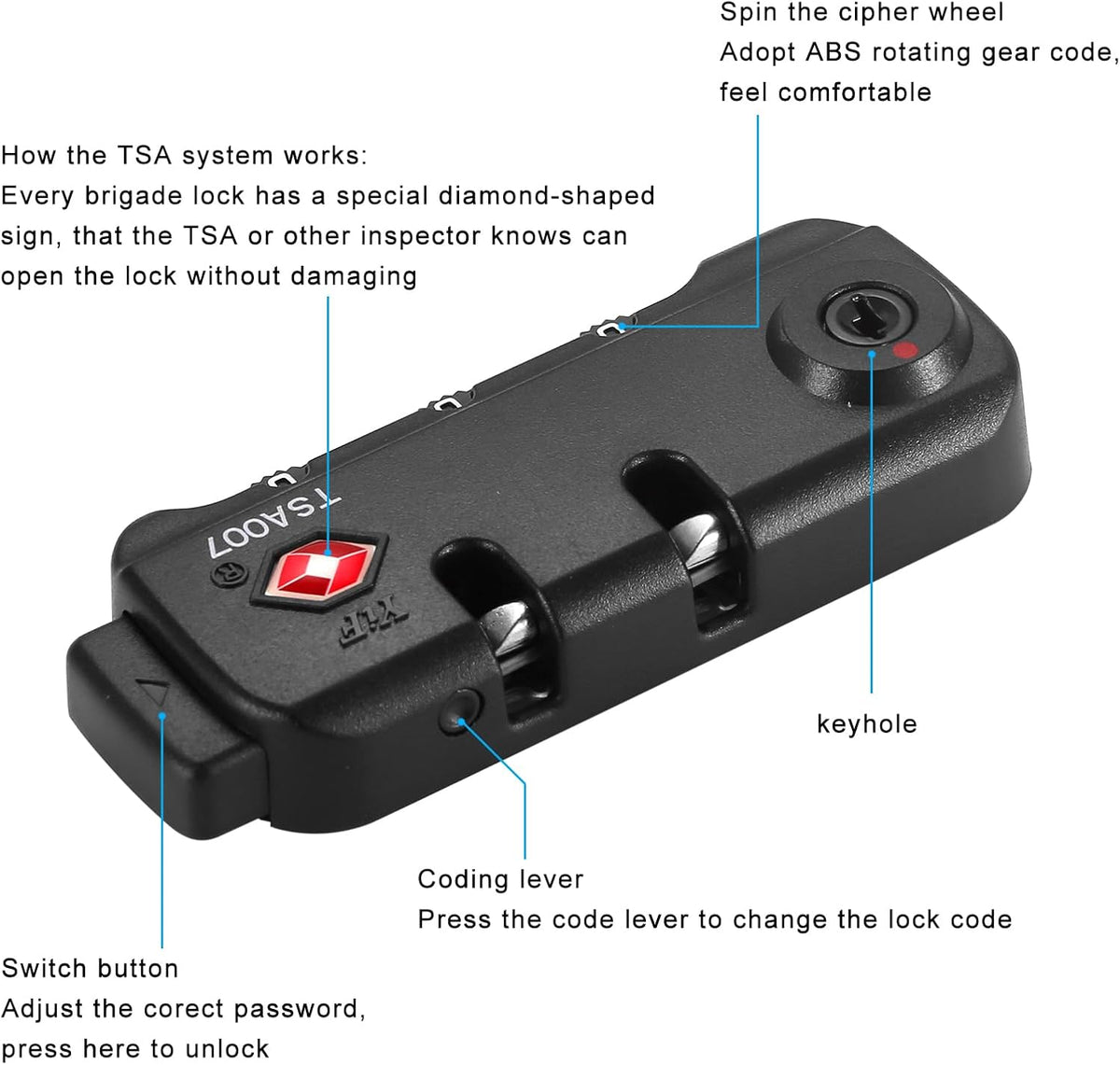 TSA Approved Combination Lock, 2 PCS