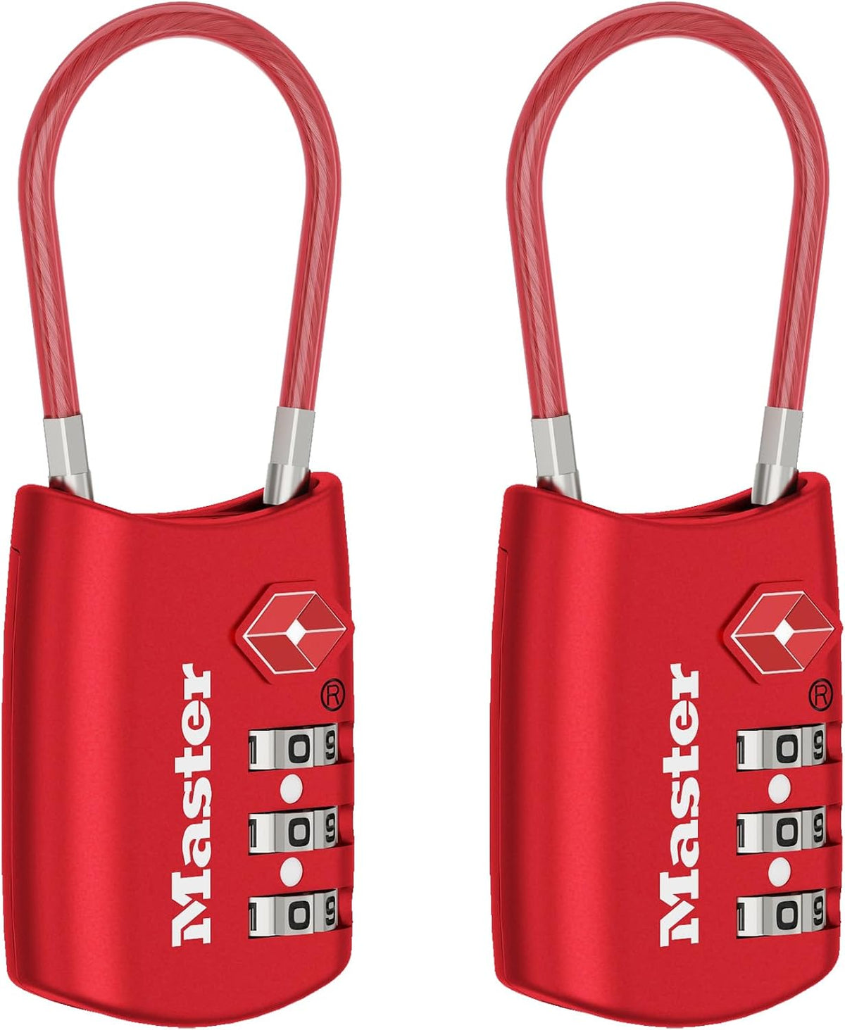 Master Lock TSA Approved Combination Luggage Lock, 2-Pack, 4688REDEC2