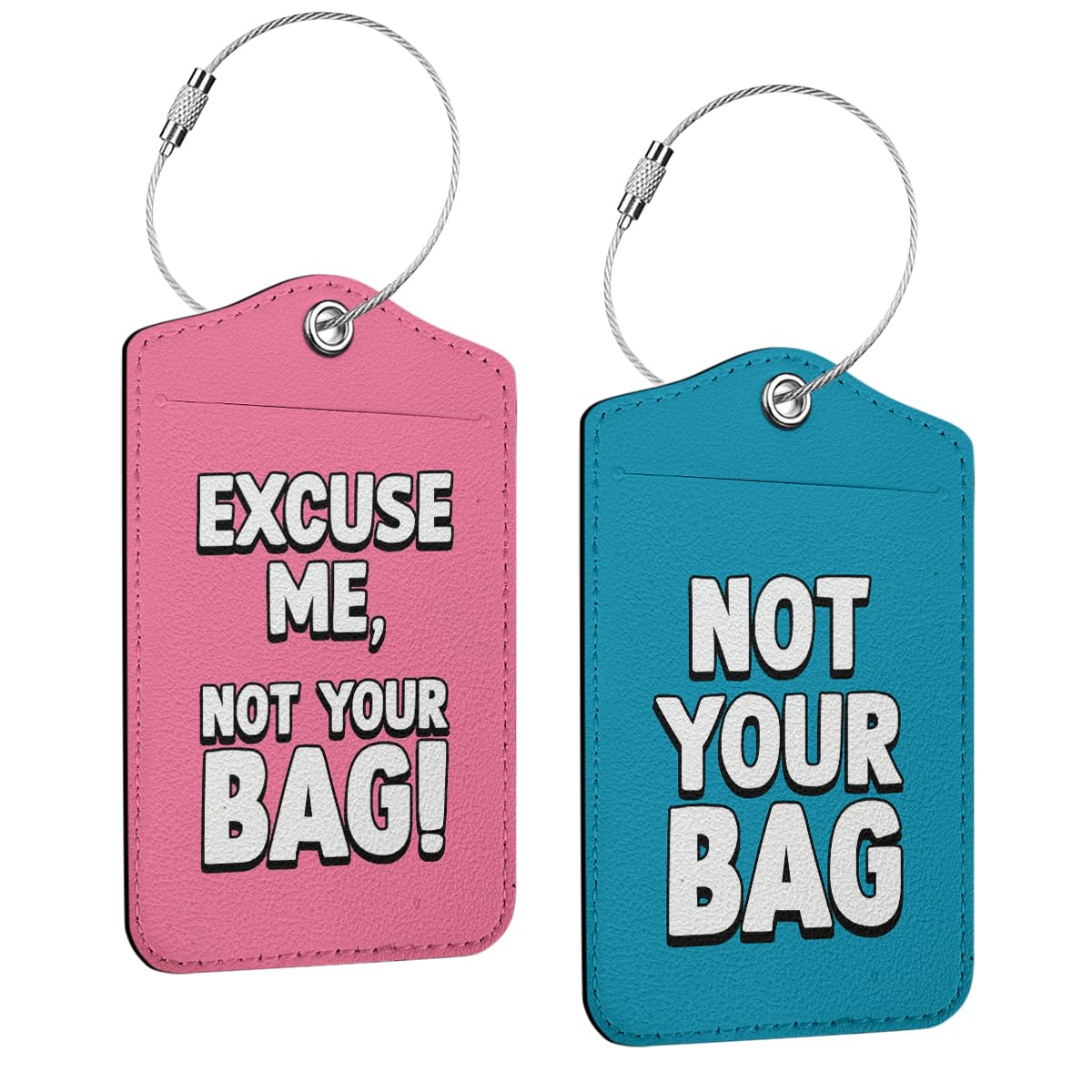 Funny Luggage Tag, Quotes Suitcase Tags with Privacy Flap Metal Loop