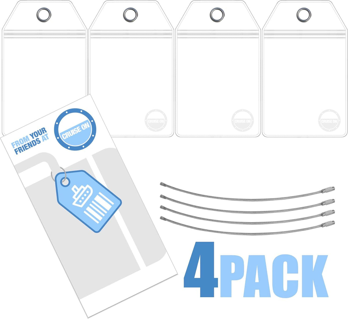 Cruise On Princess Luggage Tag Holders 4 Pack, Clear & Waterproof