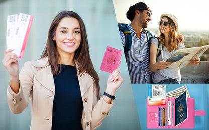 Airtag Passport Holder Cover Wallet RFID Blocking, Travel Essentials