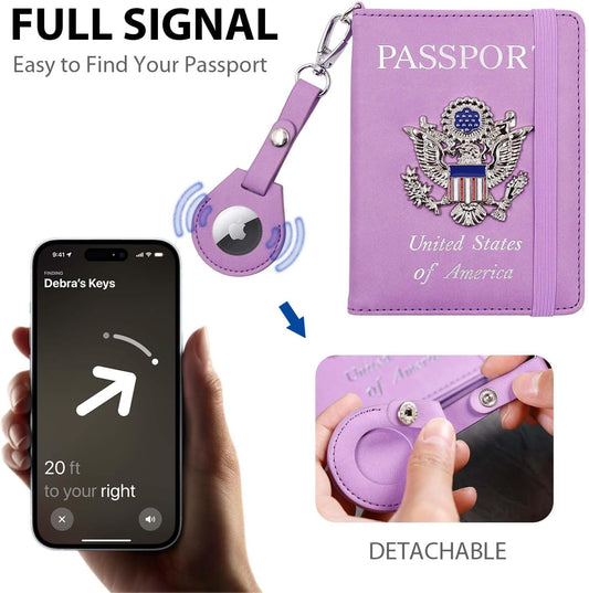 Passport Holder for Travel,Passport Cover Case with RFID (purple)