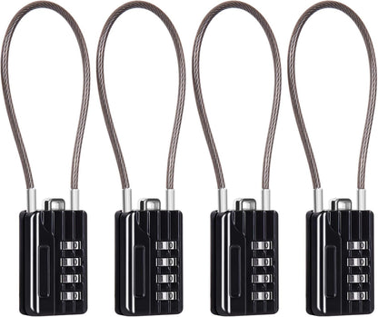SEPOX® 4PK Metal Combo Padlock, Resettable 4-Digit, Extra Long Cable 7 Inch