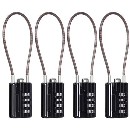 SEPOX® 4PK Metal Combo Padlock, Resettable 4-Digit, Extra Long Cable 7 Inch
