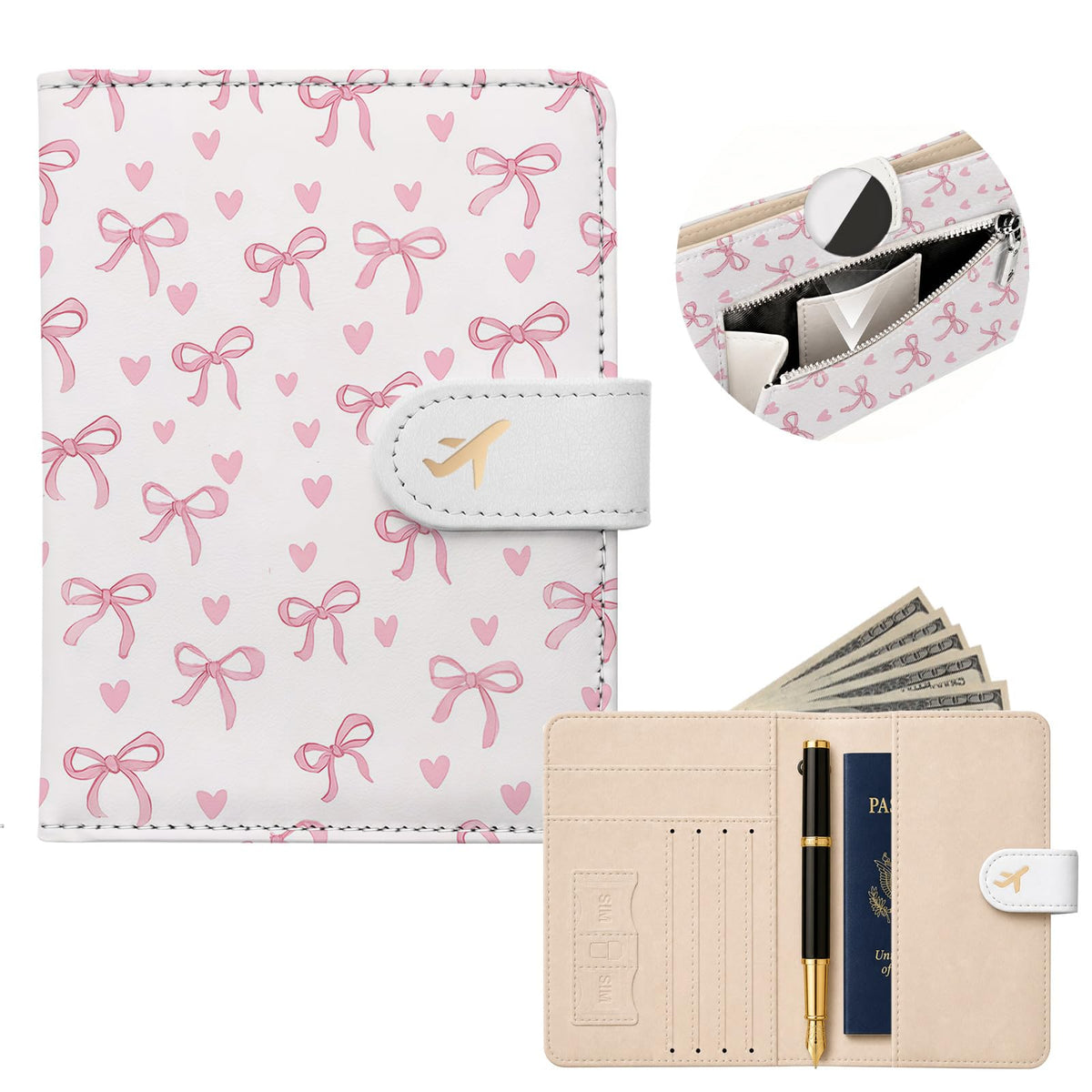 RFID Passport Holder with Tracker Slot, Leather Travel Wallet