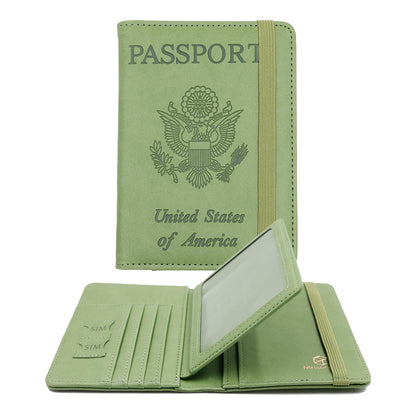 Melsbrinna Rfid Passport Holder for Travel women/Men, Cute Passport Wallet Rfid Blocking Card Slots, Rfid Passport Cover/CaseTravel Wallet, Passport Book Holder (1, Green)