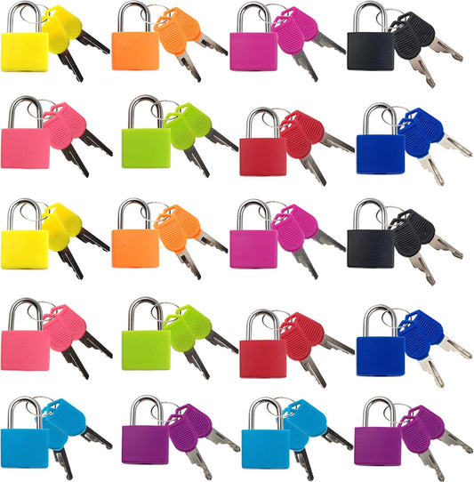 TIHOOD 20PCS Suitcase Locks with Keys Multicolor Mini Keyed Padlock Metal Padlock Luggage Padlocks Plastic-Covered Copper Keyed Padlock for Suitcase, Backpack, Boxes, Laptop Bag