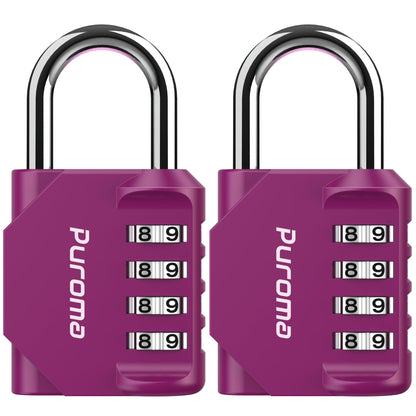 Puroma 2 Pack Combination Lock Locker 4 Digits Combo Padlock Gym Pink