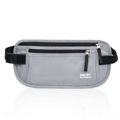Money Belt - Passport Holder Secure Hidden Travel Wallet with RFID Blocking, Undercover Fanny Pack (Black)