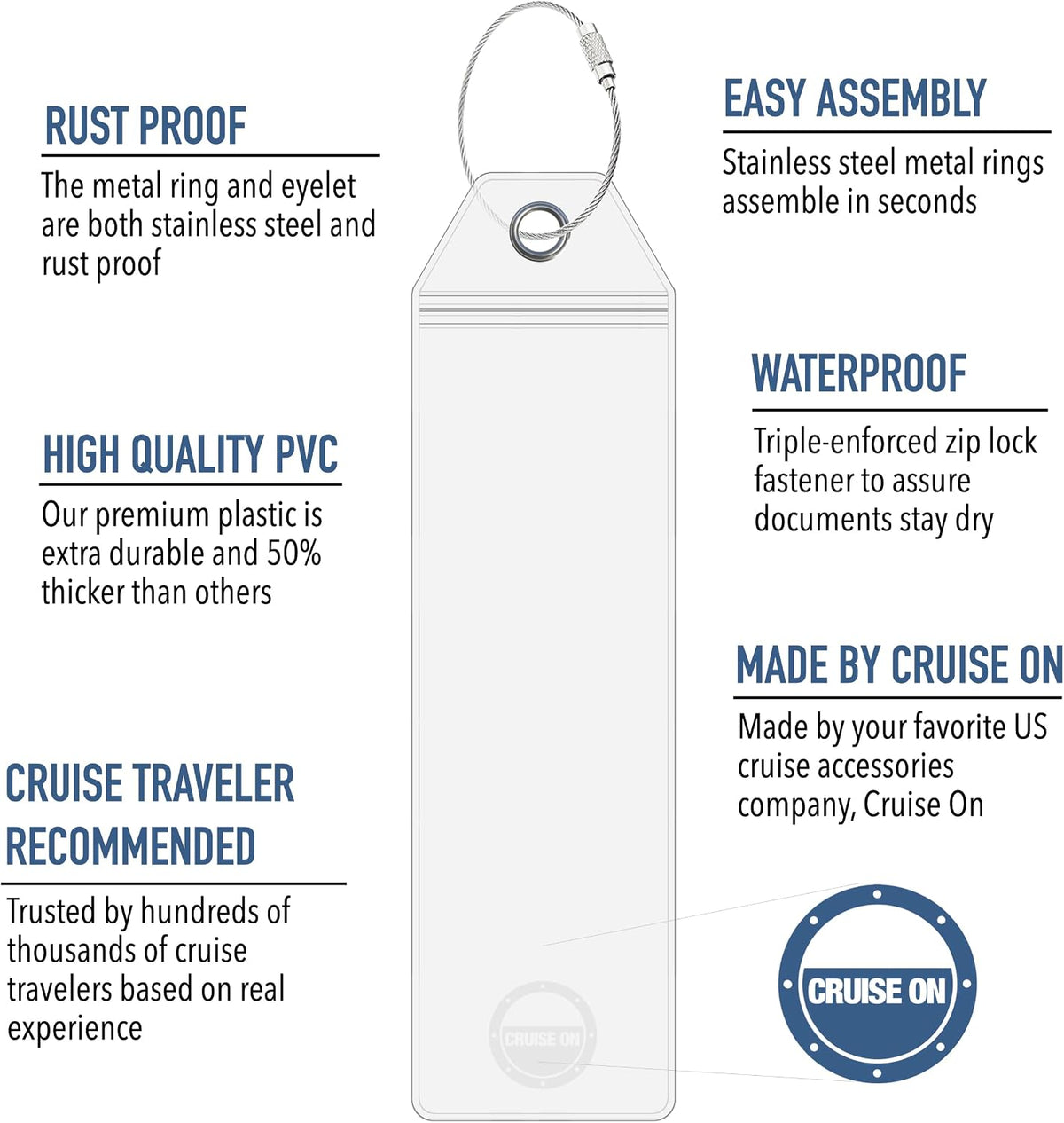 Cruise On Viking Luggage Tag Holders (4 Pack), Clear & Waterproof, Clear