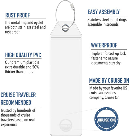 Cruise On Viking Luggage Tag Holders (4 Pack), Clear & Waterproof, Clear